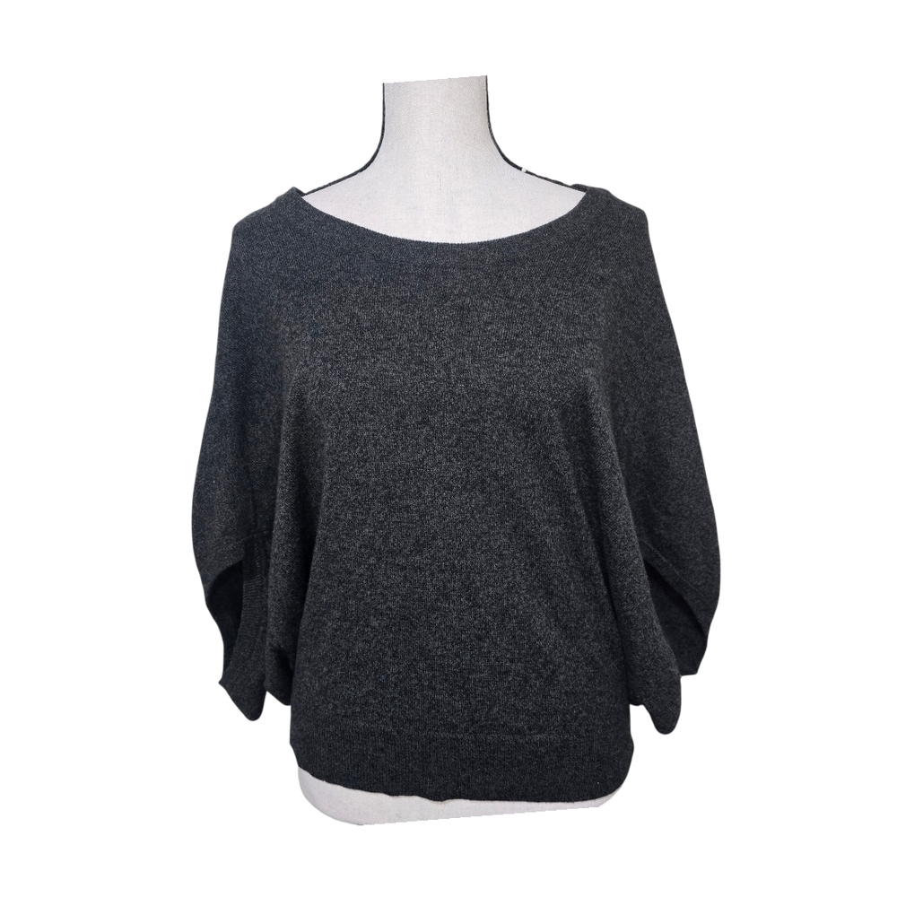Giordano Wool Blend Batwing Dolman Sleeve Sweater Large Charcoal Gray Cozy Cabin